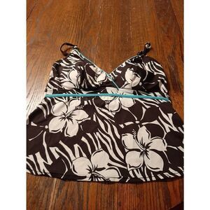 Size 12 Jamaica Bay Black White Blue Tankini Swimsuit Bathing Suit Bikini Top